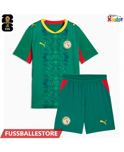 Günstige Senegal Auswärts Trikotsatzt Kinder WM 2026 Kurzarm (+ Kurze Hosen)